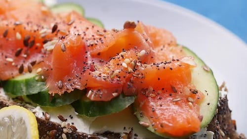 Smoked Salmon Open Faced Sandwich Close-up