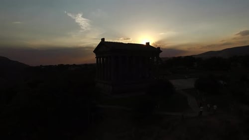 Aerial view Pagan Garni temple in Armenia.