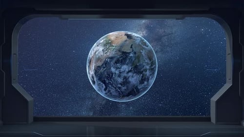 The earth from the view in the spacecraft