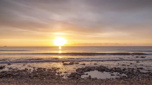 Ocean Sunset with Clouds at Beach