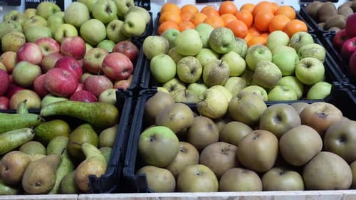 Fruit Market with Various Colorful Fresh Fruits