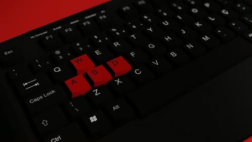 Animated WASD Gaming Keys Pressing on Black Keyboard