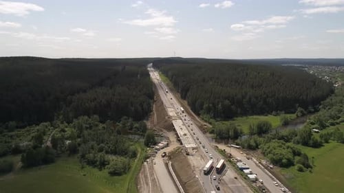 Aerial view of construction works of a highway section 08