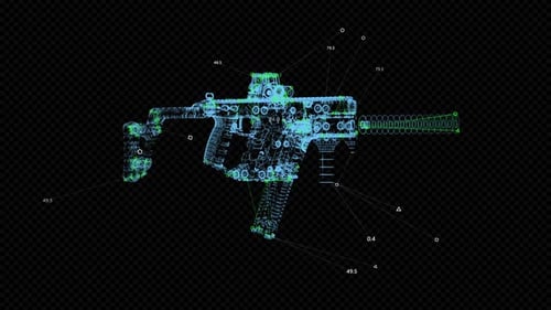 Futuristic Weapon HUD Wireframe Scan and Reveal