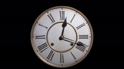 Antique Clock Time Lapse on Black Background