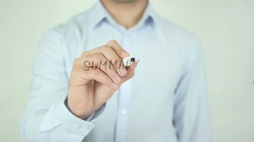 Writing Summary on Clear Surface Close Up