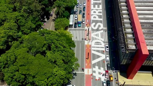 Paisagem aérea da famosa Avenida Paulista em São Paulo Brasil.