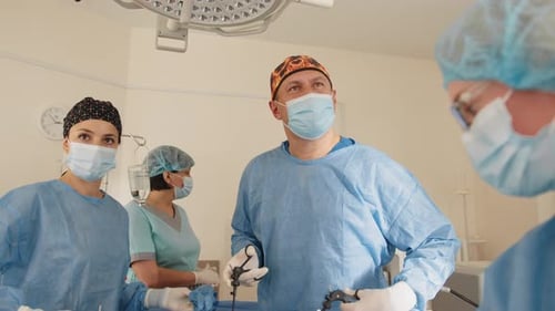 Medical Professionals Performing Surgery in Operating Room