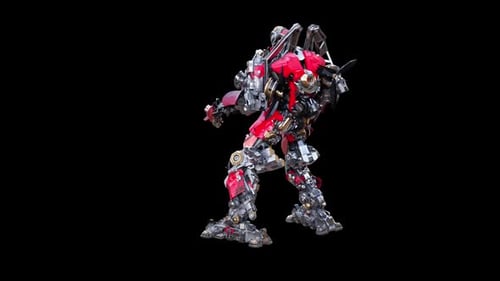 Advanced 3D Sci-Fi Combat Robot Posing Animation Loop