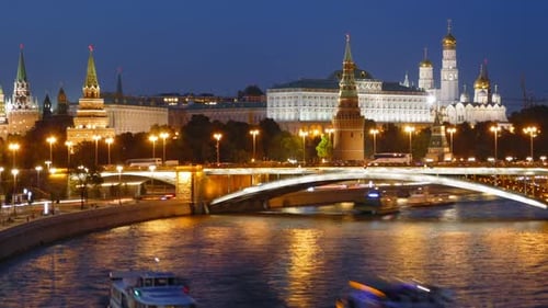 Night Hyper Lapse of Moscow Kremlin