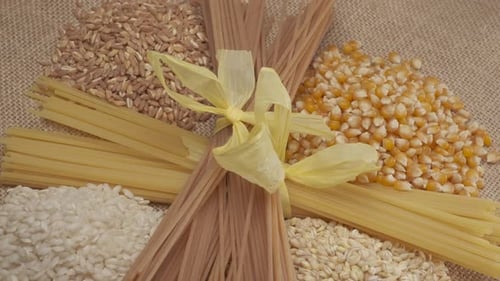 Uncooked Pasta and Grains Still Life