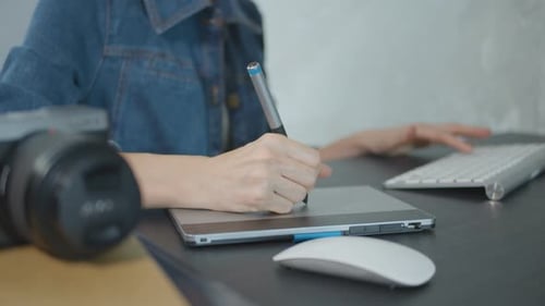 Graphics Tablet Used at Office Desk