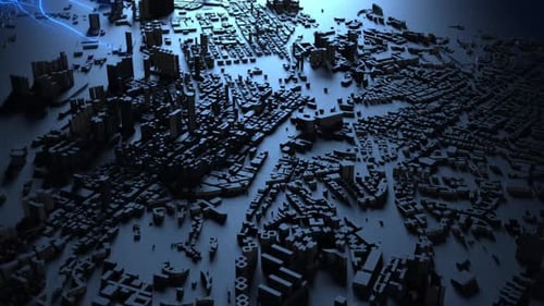 big city of big data, animation of the city