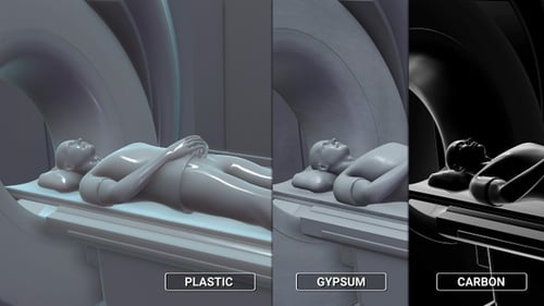 3D Animated Human Figure Entering Medical Scanner