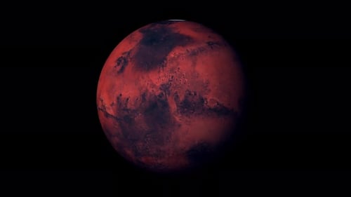 Rotating Mars Planet in Dark Space Background