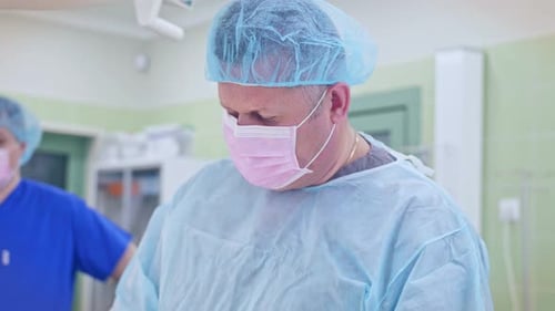 Surgical Team in Hospital Operating Room Close Up