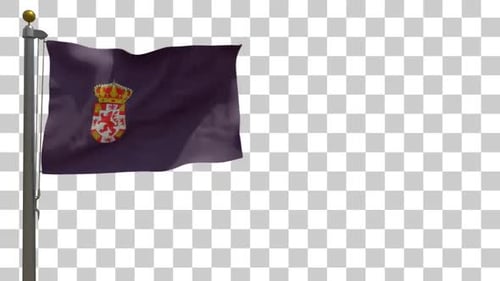 Waving Royal Flag with Crowned Lion Crest