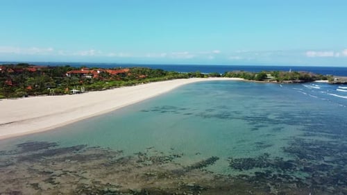 Drone flying around Nusa Dua beach in Bali