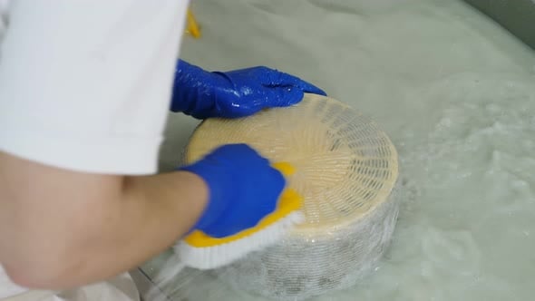 washing cheese shape- Diary Cheese Factory, Industrial Stock Footage ft ...