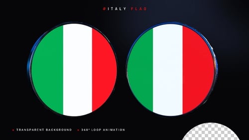 Animated 3D Italian Flag Spinning Icon Loop