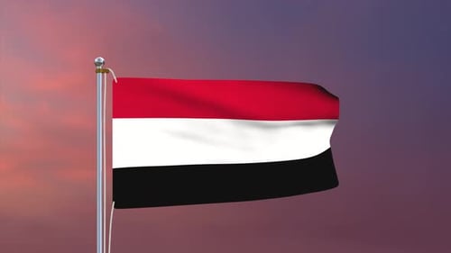 Animated Yemen Flag Waving Loop