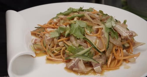 Asian Cuisine Salad with Pig Ear and Vegetables