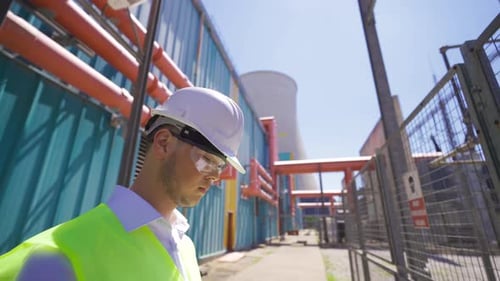 Ingénieur au travail. Ingénieur travaillant dans une centrale électrique.