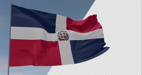 Realistic Dominican Republic Flag Waving Loop Animation