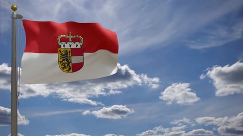 Salzburg Austria Flag Waving in Blue Sky with Clouds