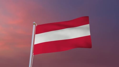 Realistic Animated Austria National Flag Waving