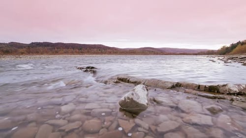 Wild Mountain River Close Up Abundant Clear Stream