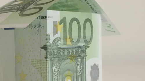 Money House Made of 100 Euro Banknotes
