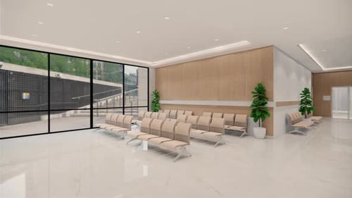. Interior hospital modern design . Row of empty hospital