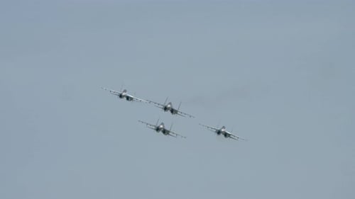 Fighter Jets Fly in Formation in the Sky