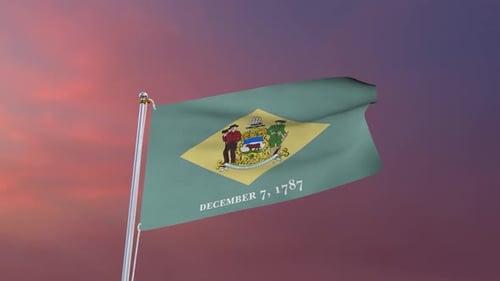Delaware State Flag Realistic Waving Animation