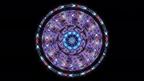 animierte runde Form mehrfarbiger blinkender Lichter auf schwarzem Hintergrund