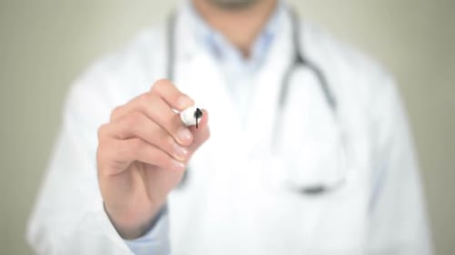 Medicare, Doctor Writing on Transparent Screen