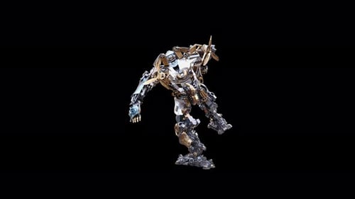 Futuristic 3D Robot Performs Dynamic Dance Moves