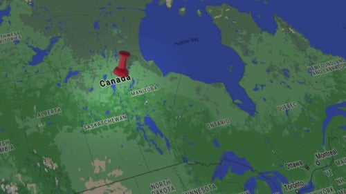 Canada Location Pin Drop on 3D World Map