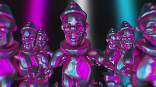 Dancing Metallic Clowns with Glitch Effect