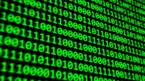 Binary Code Program Digits on Dark Computer Monitor Screen - 1080p