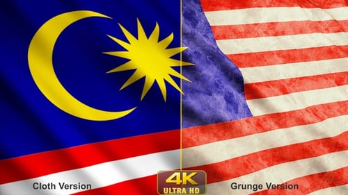 Malaysian Flag Waving with Clean and Grunge Styles