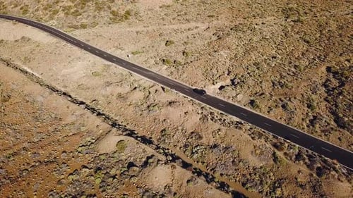 Top View of the Road with Cars in the Teide National Park