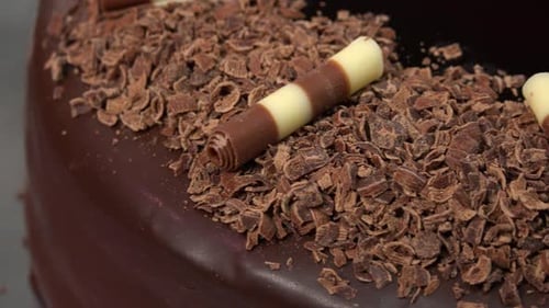 Delicious Chocolate Cake with Shavings and Curls