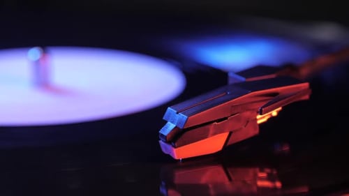 Vinyl Record Player Playing Music Close Up