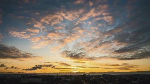 Beautiful Sky over City at Sunset or Sunrise