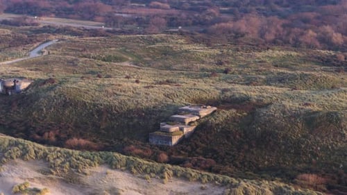 Coastal Dunes and Bunkers at Sunset