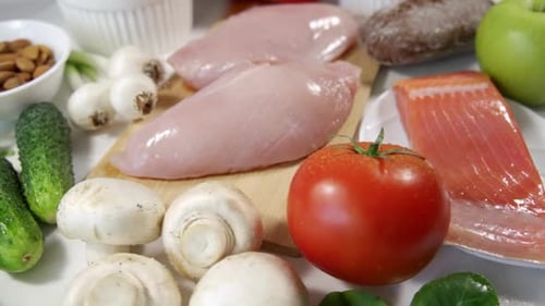 Fresh and Healthy Raw Food Ingredients on Table