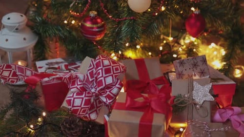 Christmas Gifts Under a Festive Decorated Tree