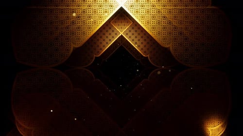 Golden Islamic Pattern Tunnel Loop Background